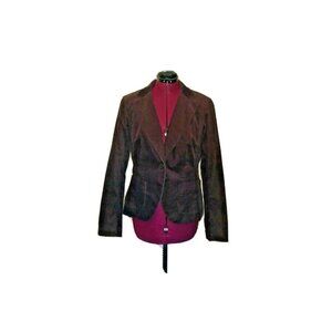 New York & Company Womens Stretch Blazer Brown Size 10 Lined Jacket with Pockets